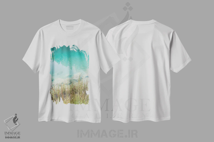 تیشرت سفید طرح دار کنار دریاچه، مدیوم اثر هنریکه شنک | فروشگاه ایماژ