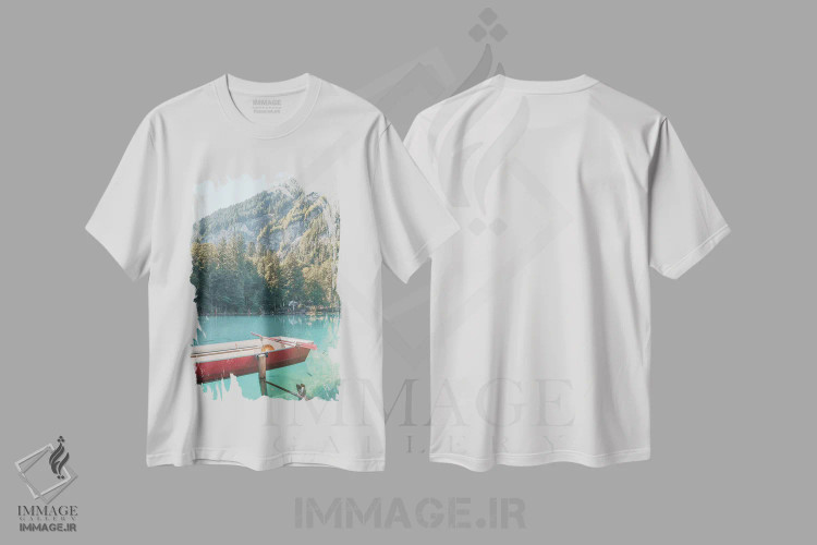 تیشرت سفید طرح دار تابستان کنار دریاچه، مدیوم اثر هنریکه شنک | فروشگاه ایماژ