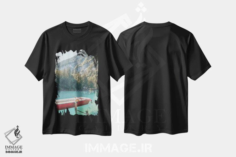 تیشرت مشکی طرح دار تابستان کنار دریاچه، مدیوم اثر هنریکه شنک | immage.ir