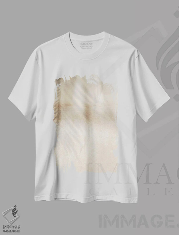 تیشرت سفید طرح دار سایه درخت نخل، تزئینی اثر هنریکه شنک | فروشگاه ایماژ