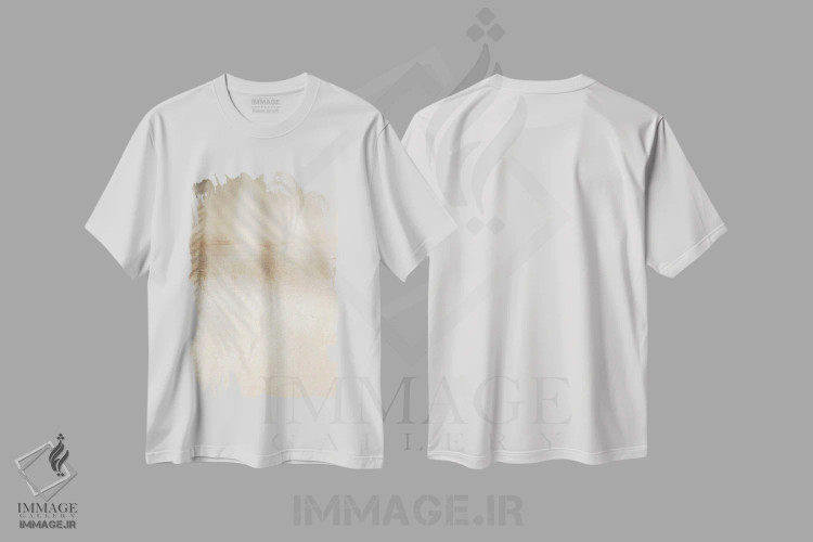 تیشرت سفید طرح دار سایه درخت نخل، تزئینی اثر هنریکه شنک | فروشگاه ایماژ