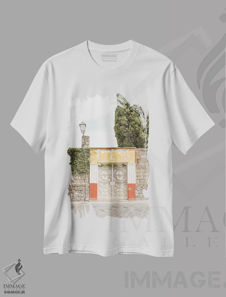تیشرت سفید طرح دار دروازه رنگارنگ در سورنتو، مدیوم اثر هنریکه شنک | فروشگاه ایماژ