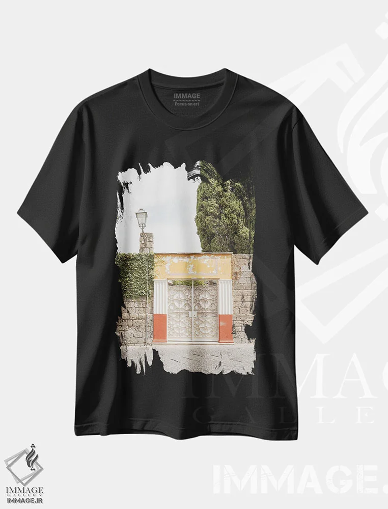 تیشرت مشکی طرح دار دروازه رنگارنگ در سورنتو، مدیوم اثر هنریکه شنک | immage.ir