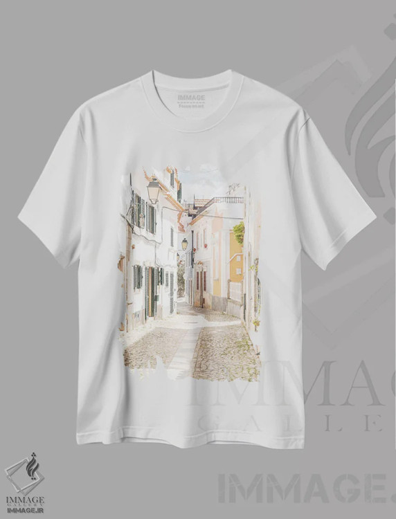 تیشرت سفید طرح دار خیابان در کاسکایش، مدیوم اثر هنریکه شنک | فروشگاه ایماژ