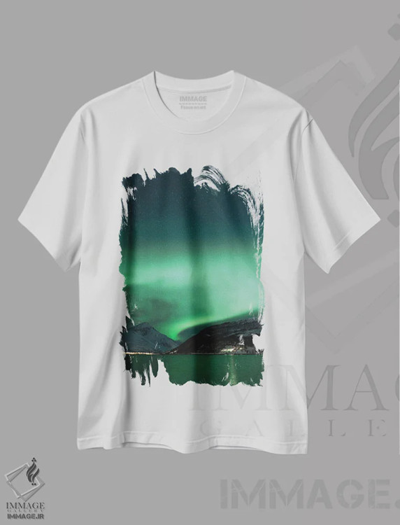 تیشرت سفید طرح دار شفق شمالی، مدیوم اثر هنریکه شنک | immage.ir