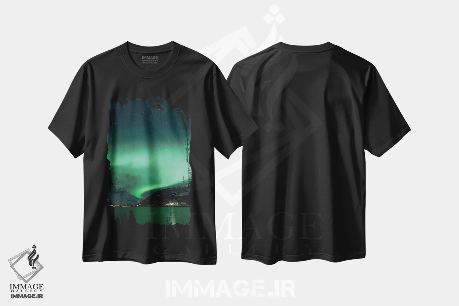 تیشرت مشکی طرح دار شفق شمالی، مدیوم اثر هنریکه شنک | فروشگاه ایماژ