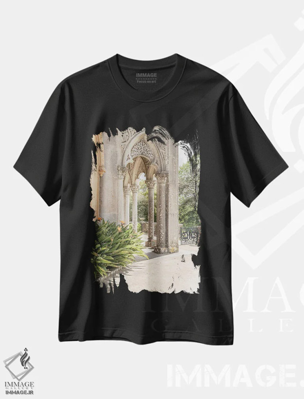 تیشرت مشکی طرح دار طاق کاخ مونسرات، مدیوم اثر هنریکه شنک | فروشگاه ایماژ