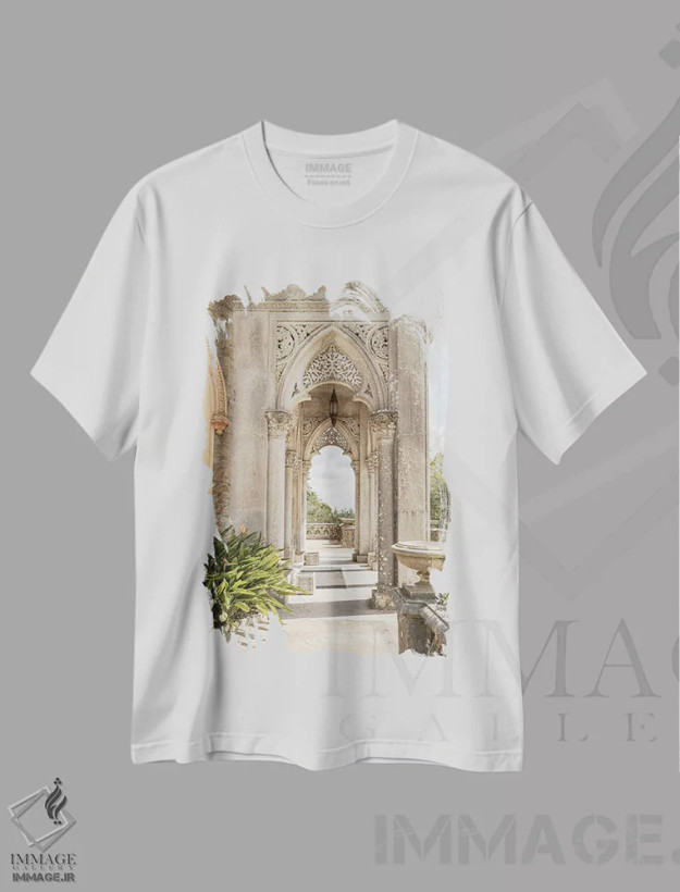 تیشرت سفید طرح دار طاق های مونسرات، مدیوم اثر هنریکه شنک | فروشگاه ایماژ