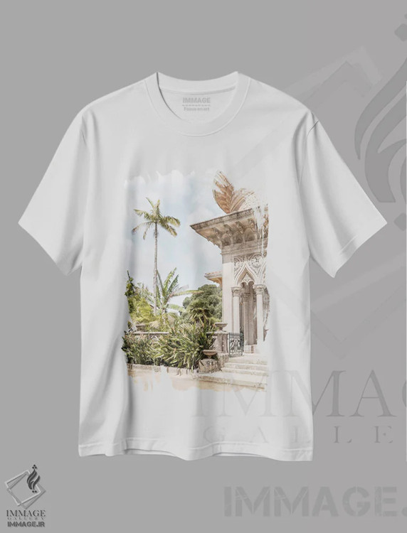 تیشرت سفید طرح دار کاخ گرمسیری مونسرات، مدیوم اثر هنریکه شنک | immage.ir