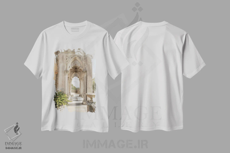 تیشرت سفید طرح دار طاق های مونسرات، مدیوم اثر هنریکه شنک | فروشگاه ایماژ