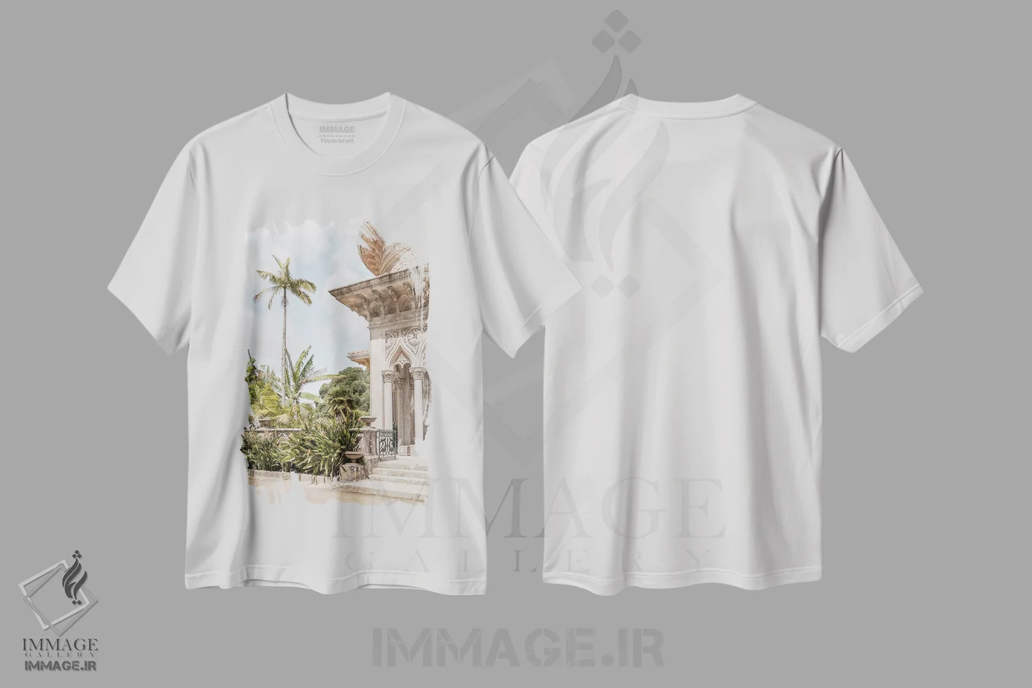 تیشرت سفید طرح دار کاخ گرمسیری مونسرات، مدیوم اثر هنریکه شنک | immage.ir