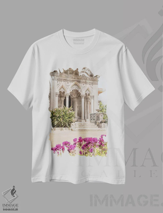 تیشرت سفید طرح دار تابستان در قصر مونسرات، مدیوم اثر هنریکه شنک | فروشگاه ایماژ