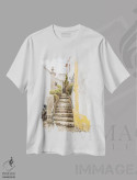 تیشرت سفید طرح دار پله های اوبیدوش، مدیوم اثر هنریکه شنک | فروشگاه ایماژ
