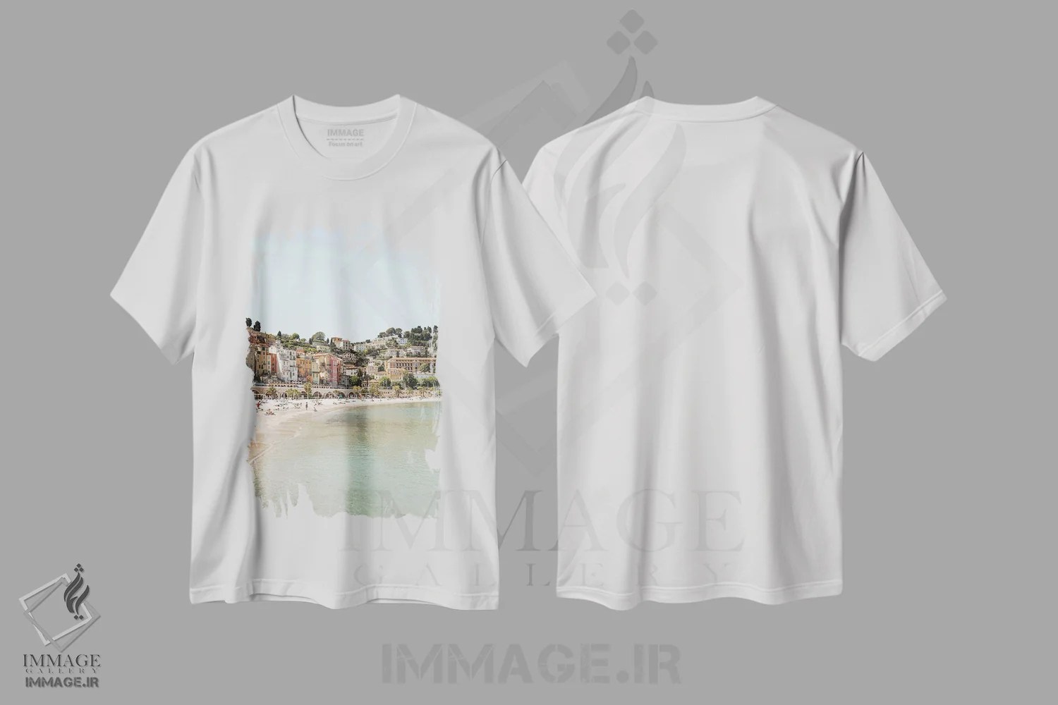 تیشرت سفید طرح دار France,ساحل منتون، فرانسه، دکور ساحلی اثر هنریکه شنک | فروشگاه ایماژ