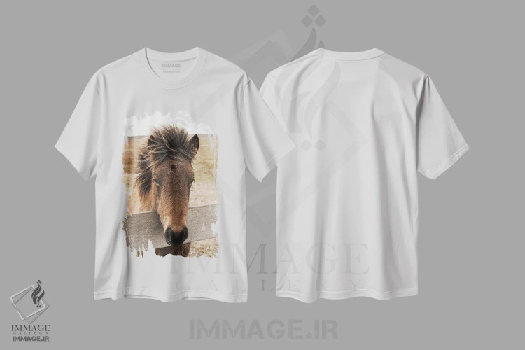 تیشرت سفید طرح دار پرتره اسب، مدیوم اثر هنریکه شنک | فروشگاه ایماژ