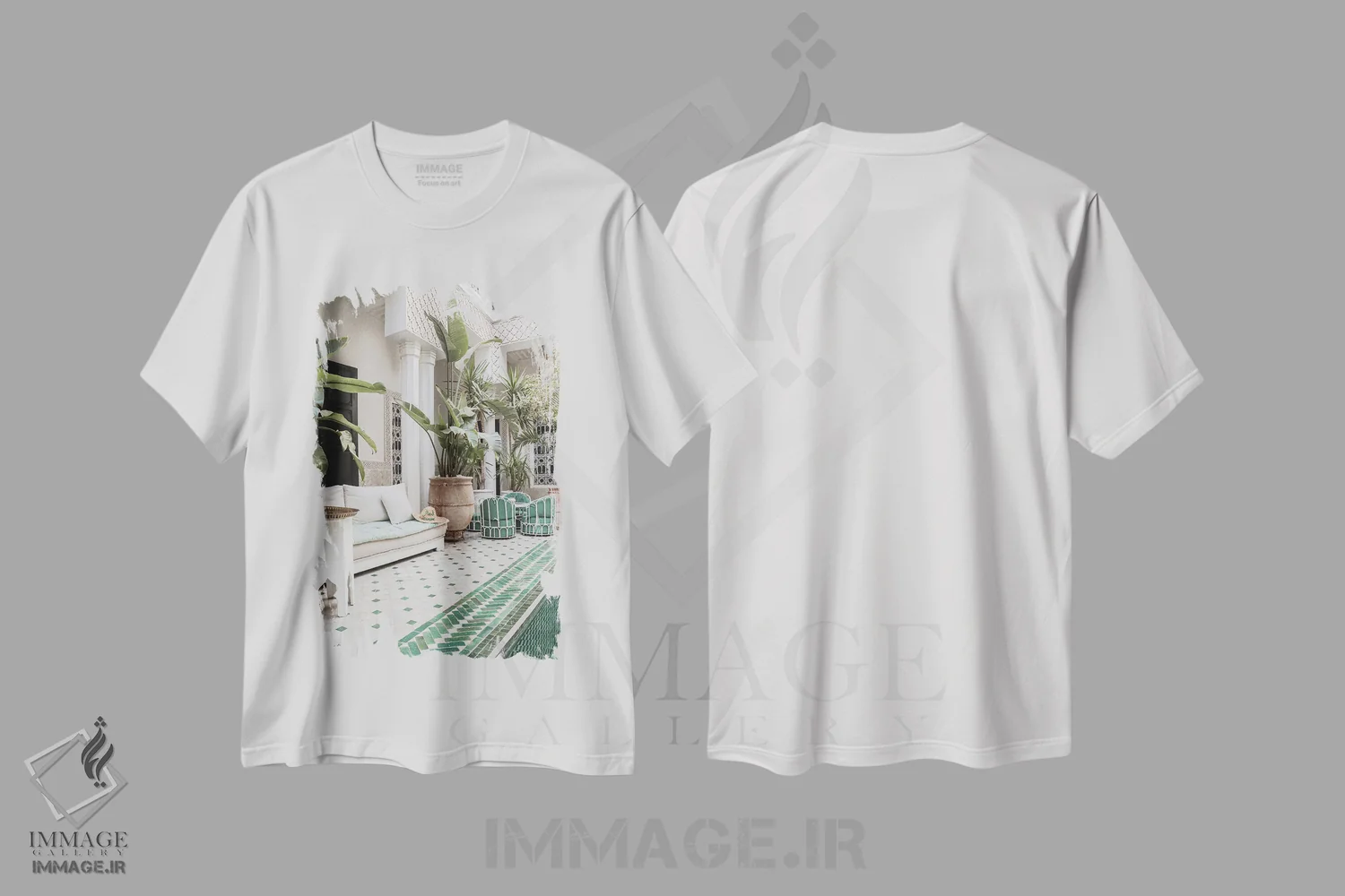 تیشرت سفید طرح دار ریاض گرمسیری در مراکش، تزئینی اثر هنریکه شنک | immage.ir