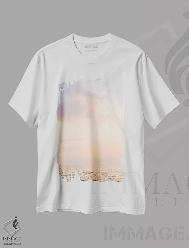 تیشرت سفید طرح دار غروب پاستلی، مدیوم اثر هنریکه شنک | immage.ir