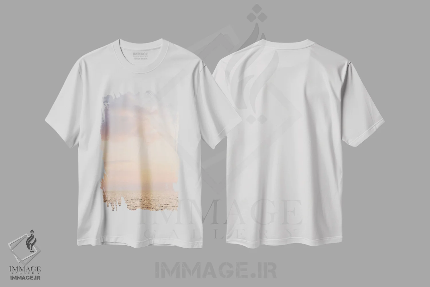 تیشرت سفید طرح دار غروب پاستلی، مدیوم اثر هنریکه شنک | immage.ir