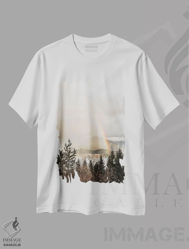 تیشرت سفید طرح دار رنگین کمان در نروژ، مدیوم اثر هنریکه شنک | فروشگاه ایماژ