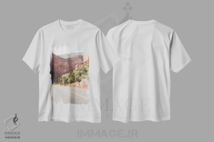 تیشرت سفید طرح دار جاده های پارک ملی زایان، مدیوم اثر هنریکه شنک | immage.ir