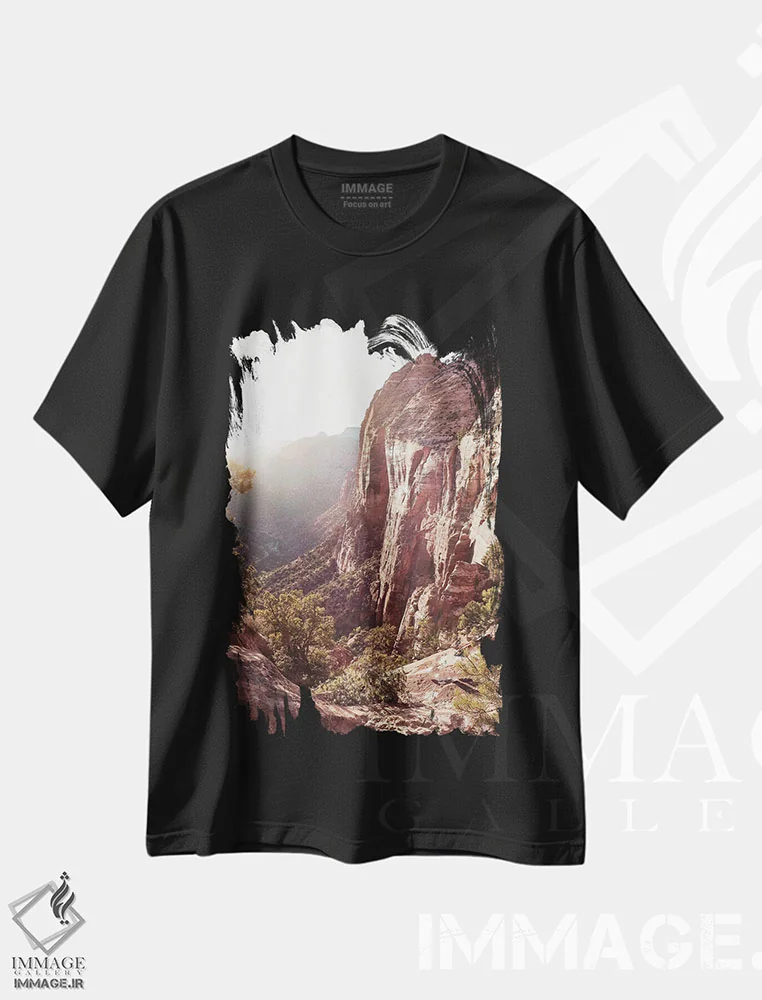 تیشرت مشکی طرح دار نمای پارک ملی زایان، مدیوم اثر هنریکه شنک | فروشگاه ایماژ