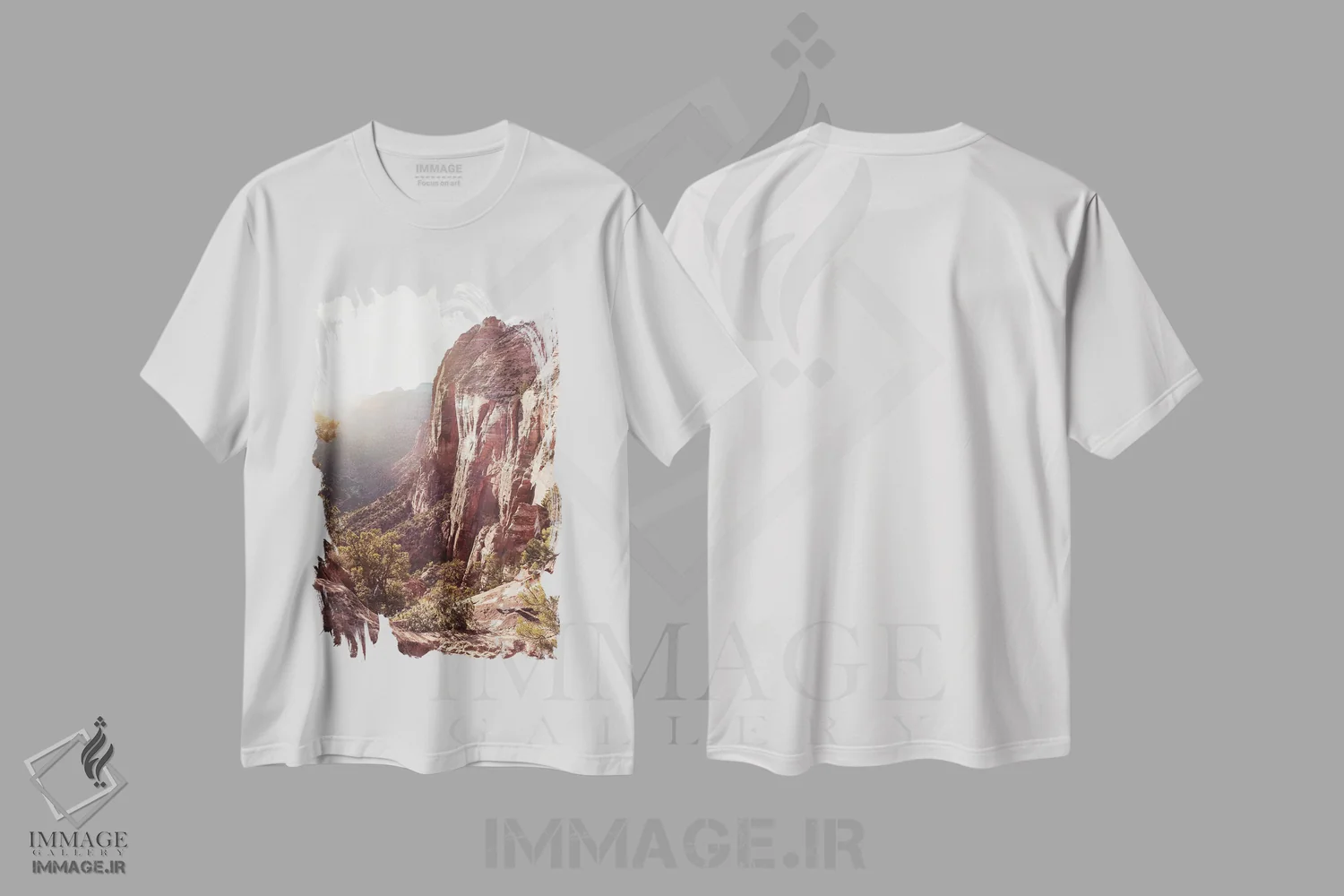 تیشرت سفید طرح دار نمای پارک ملی زایان، مدیوم اثر هنریکه شنک | immage.ir