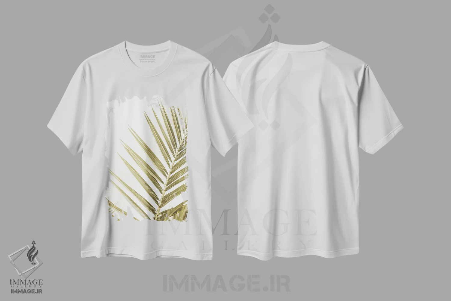 تیشرت سفید طرح دار برگ نخل، تزئینی اثر هنریکه شنک | فروشگاه ایماژ