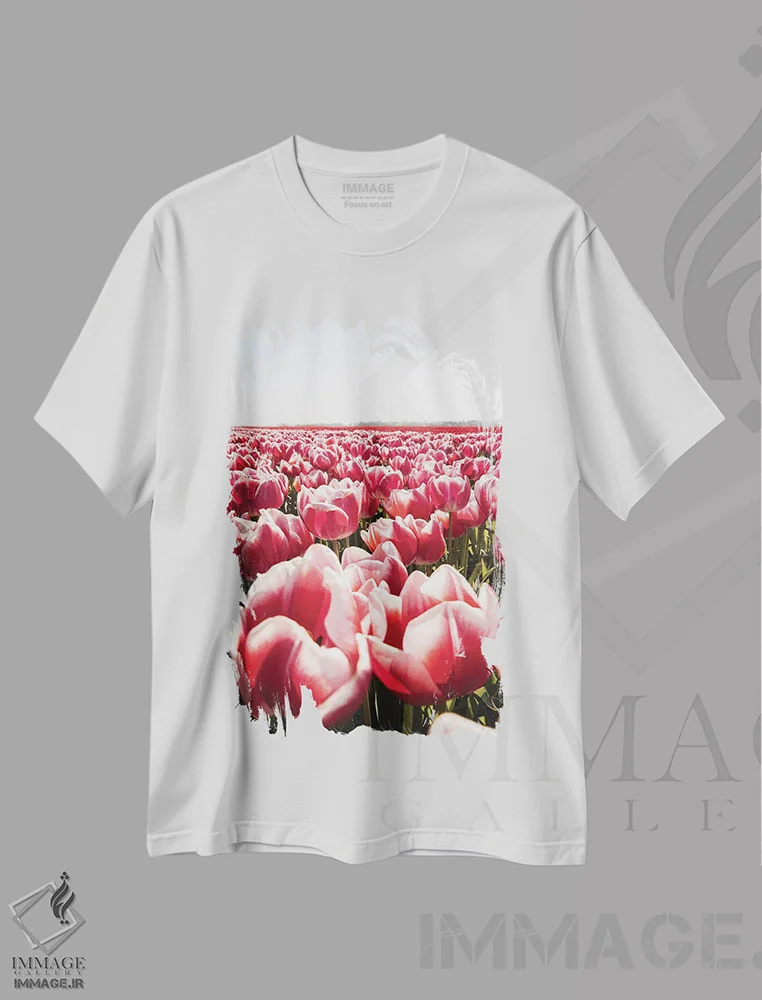 تیشرت سفید طرح دار مزرعه لاله در هلند، مدیوم اثر هنریکه شنک | immage.ir