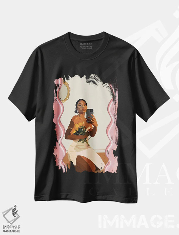 تیشرت مشکی طرح دار آینه آینه، هنر آمریکایی آفریقایی تبار اثر آرت پِی سی ئی | immage.ir