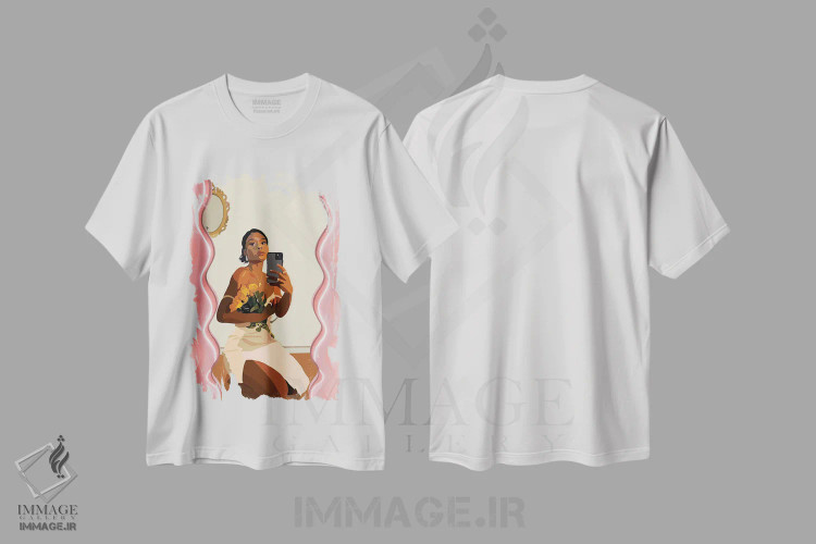 تیشرت سفید طرح دار آینه آینه، هنر آمریکایی آفریقایی تبار اثر آرت پِی سی ئی | فروشگاه ایماژ
