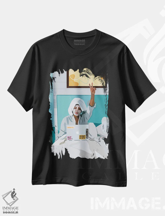 تیشرت مشکی طرح دار زمان برای خودم، هنر آمریکایی آفریقایی تبار اثر آرت پِی سی ئی | immage.ir