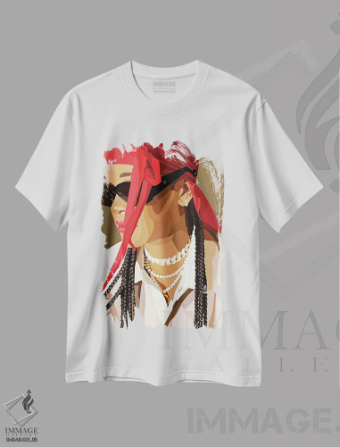 تیشرت سفید طرح دار ریحانا، هنر آمریکایی آفریقایی تبار اثر آرت پِی سی ئی | فروشگاه ایماژ