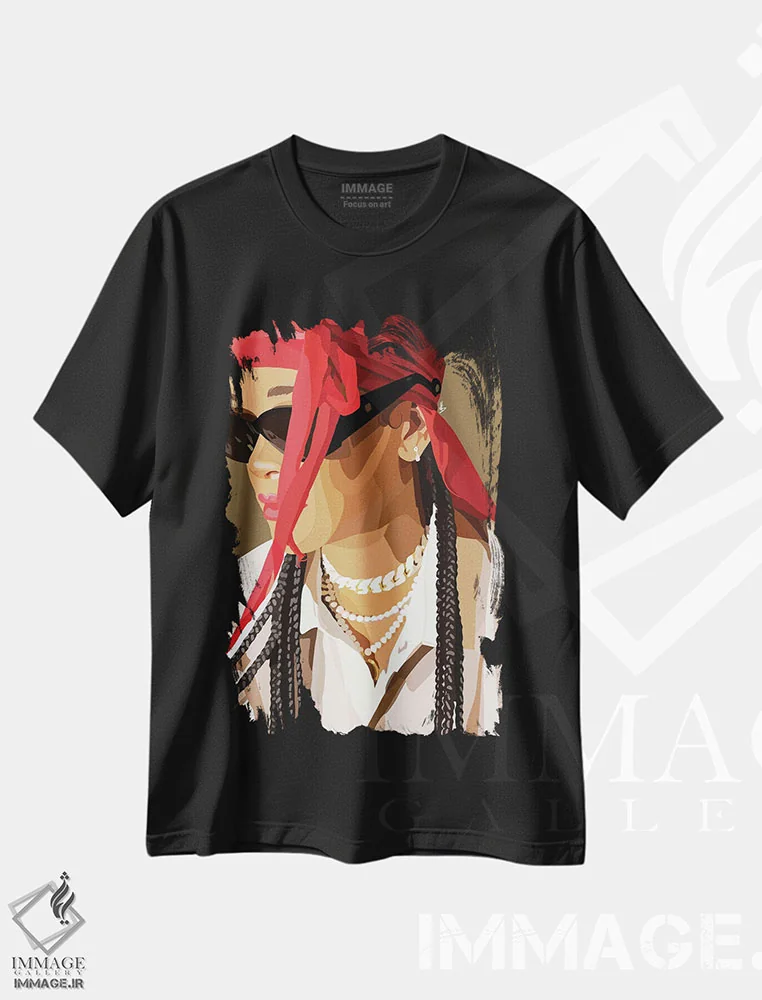 تیشرت مشکی طرح دار ریحانا، هنر آمریکایی آفریقایی تبار اثر آرت پِی سی ئی | immage.ir