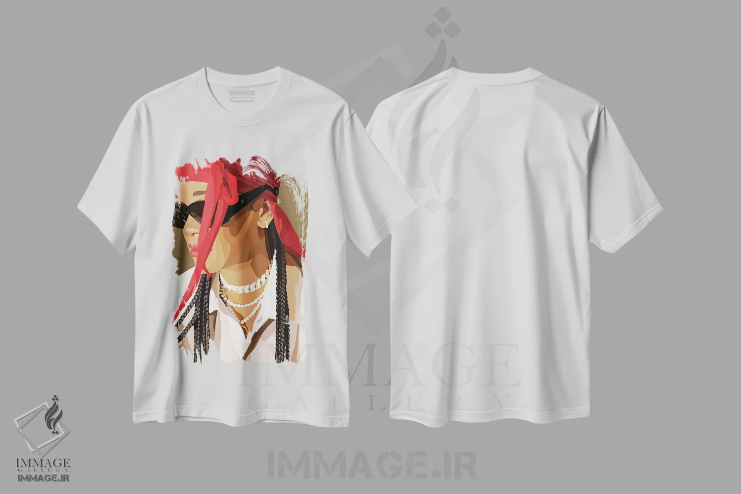 تیشرت سفید طرح دار ریحانا، هنر آمریکایی آفریقایی تبار اثر آرت پِی سی ئی | فروشگاه ایماژ