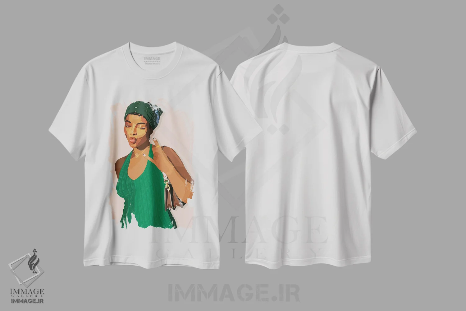 تیشرت سفید طرح دار سبز پولی، هنر آمریکایی آفریقایی تبار اثر آرت پِی سی ئی | immage.ir