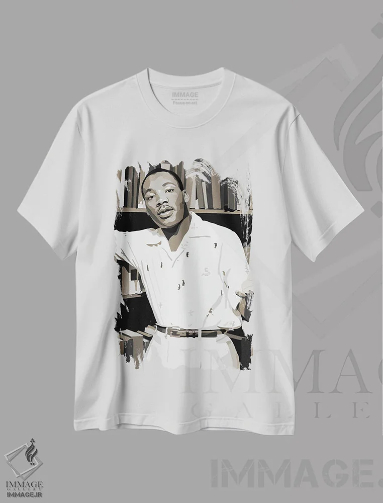 تیشرت سفید طرح دار روز مارتین لوتر کینگ، هنر آمریکایی آفریقایی تبار اثر آرت پِی سی ئی | immage.ir