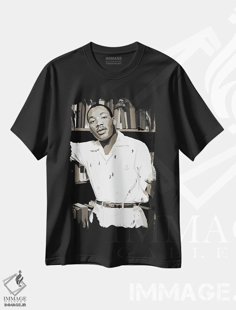 تیشرت مشکی طرح دار روز مارتین لوتر کینگ، هنر آمریکایی آفریقایی تبار اثر آرت پِی سی ئی | فروشگاه ایماژ