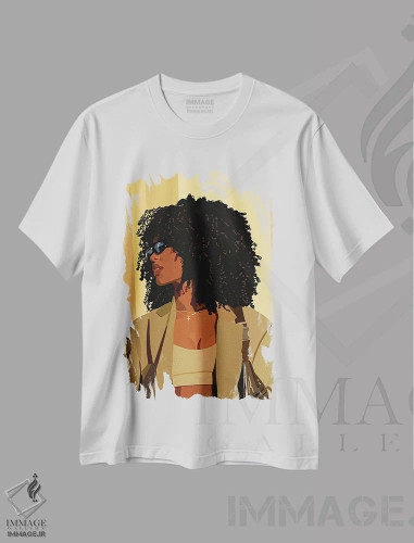 تیشرت سفید طرح دار ساعت طلایی، هنر آمریکایی آفریقایی تبار اثر آرت پِی سی ئی | فروشگاه ایماژ
