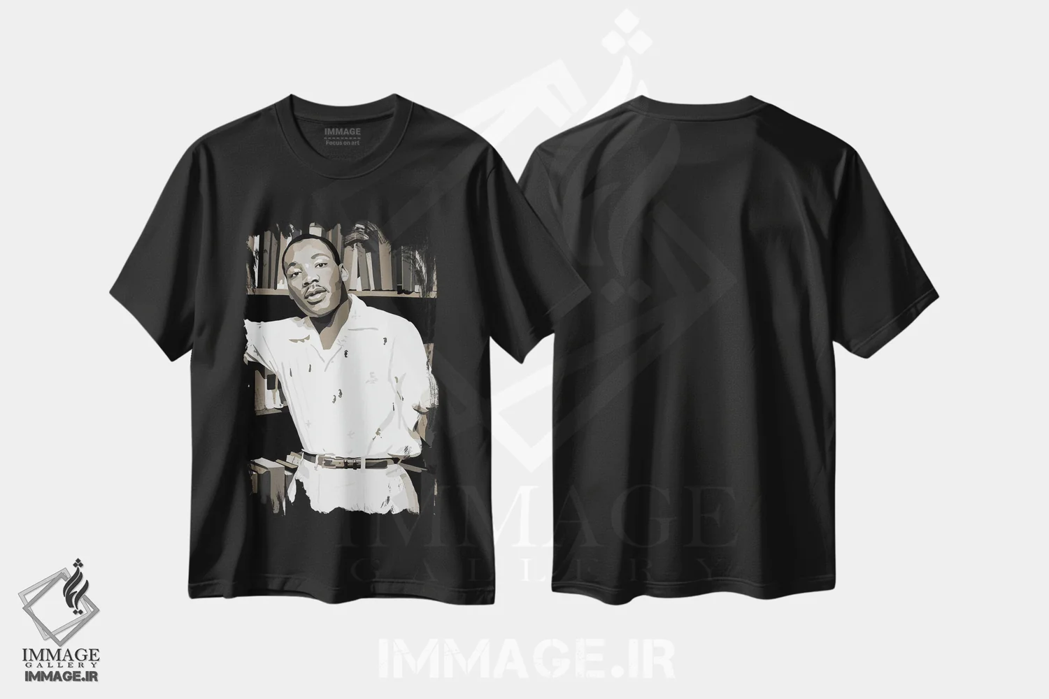 تیشرت مشکی طرح دار روز مارتین لوتر کینگ، هنر آمریکایی آفریقایی تبار اثر آرت پِی سی ئی | فروشگاه ایماژ