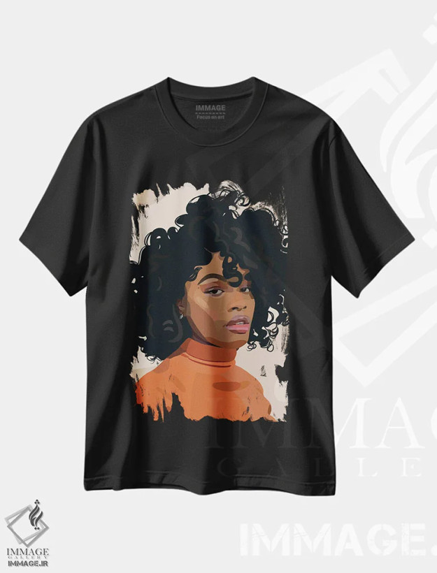 تیشرت مشکی طرح دار احساسات پاییزی، هنر آمریکایی آفریقایی تبار اثر آرت پِی سی ئی | فروشگاه ایماژ