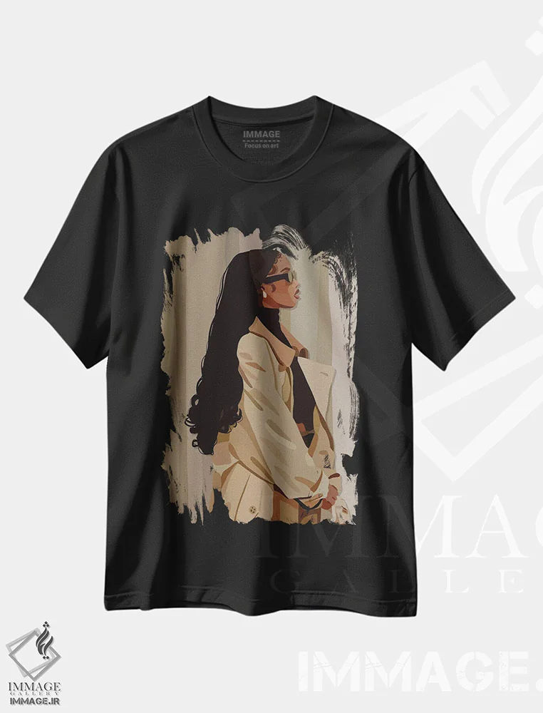 تیشرت مشکی طرح دار رنگ های نود، هنر آمریکایی آفریقایی تبار اثر آرت پِی سی ئی | immage.ir