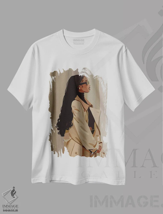 تیشرت سفید طرح دار رنگ های نود، هنر آمریکایی آفریقایی تبار اثر آرت پِی سی ئی | فروشگاه ایماژ