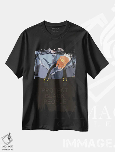 تیشرت مشکی طرح دار از سیاهپوستان محافظت کنید، هنر آمریکایی آفریقایی تبار اثر آرت پِی سی ئی | فروشگاه ایماژ