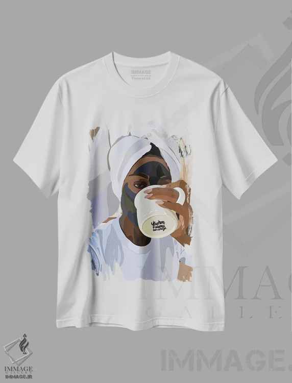 تیشرت سفید طرح دار کافی است، هنر آمریکایی آفریقایی تبار اثر آرت پِی سی ئی | فروشگاه ایماژ