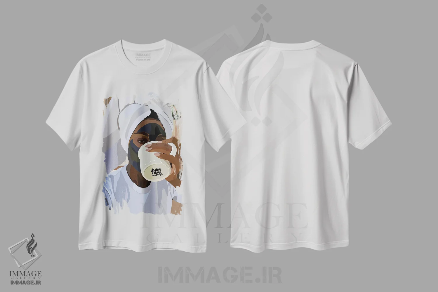تیشرت سفید طرح دار کافی است، هنر آمریکایی آفریقایی تبار اثر آرت پِی سی ئی | فروشگاه ایماژ