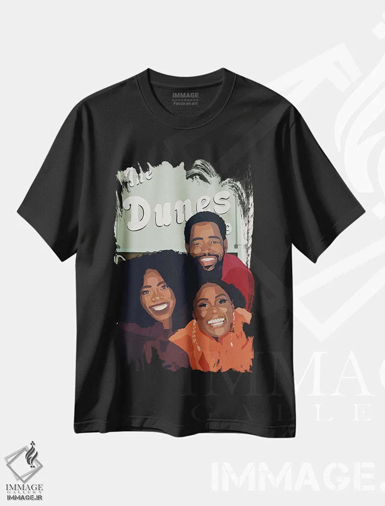 تیشرت مشکی طرح دار نامطمئن، هنر آمریکایی آفریقایی تبار اثر آرت پِی سی ئی | فروشگاه ایماژ