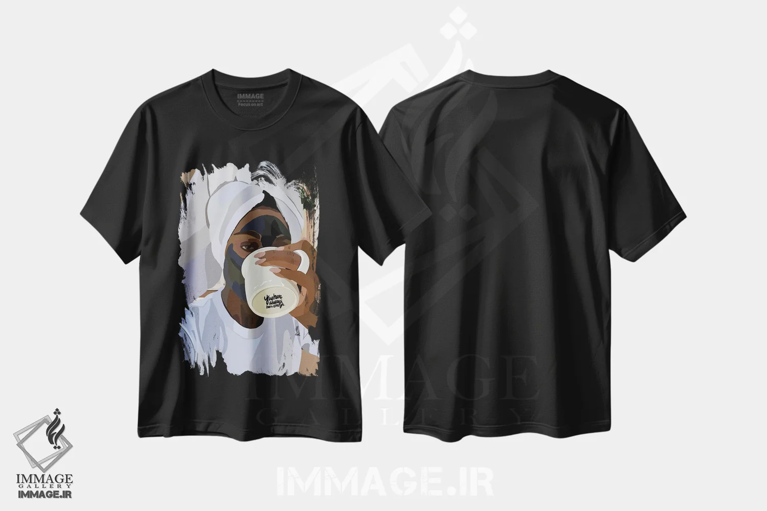 تیشرت مشکی طرح دار کافی است، هنر آمریکایی آفریقایی تبار اثر آرت پِی سی ئی | immage.ir