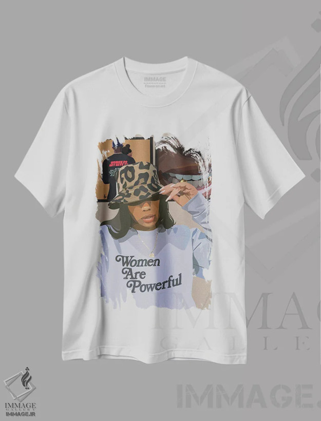 تیشرت سفید طرح دار زنان قدرتمند هستند، هنر آمریکایی آفریقایی تبار اثر آرت پِی سی ئی | فروشگاه ایماژ