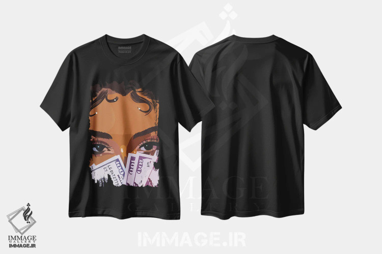 تیشرت مشکی طرح دار پول جدید، هنر آمریکایی آفریقایی تبار اثر آرت پِی سی ئی | فروشگاه ایماژ