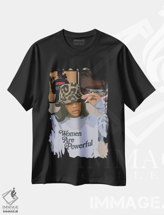 تیشرت مشکی طرح دار زنان قدرتمند هستند، هنر آمریکایی آفریقایی تبار اثر آرت پِی سی ئی | immage.ir
